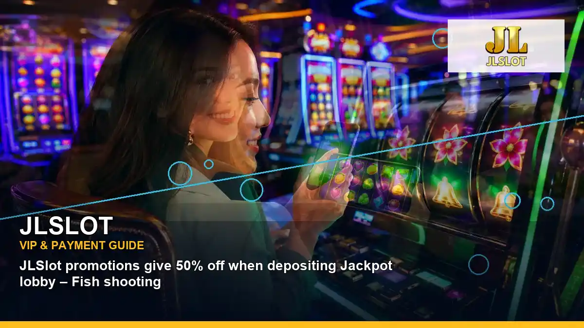 JLSLOT duo online slot games featuring an adult Filipina casino host with a layered collage composition